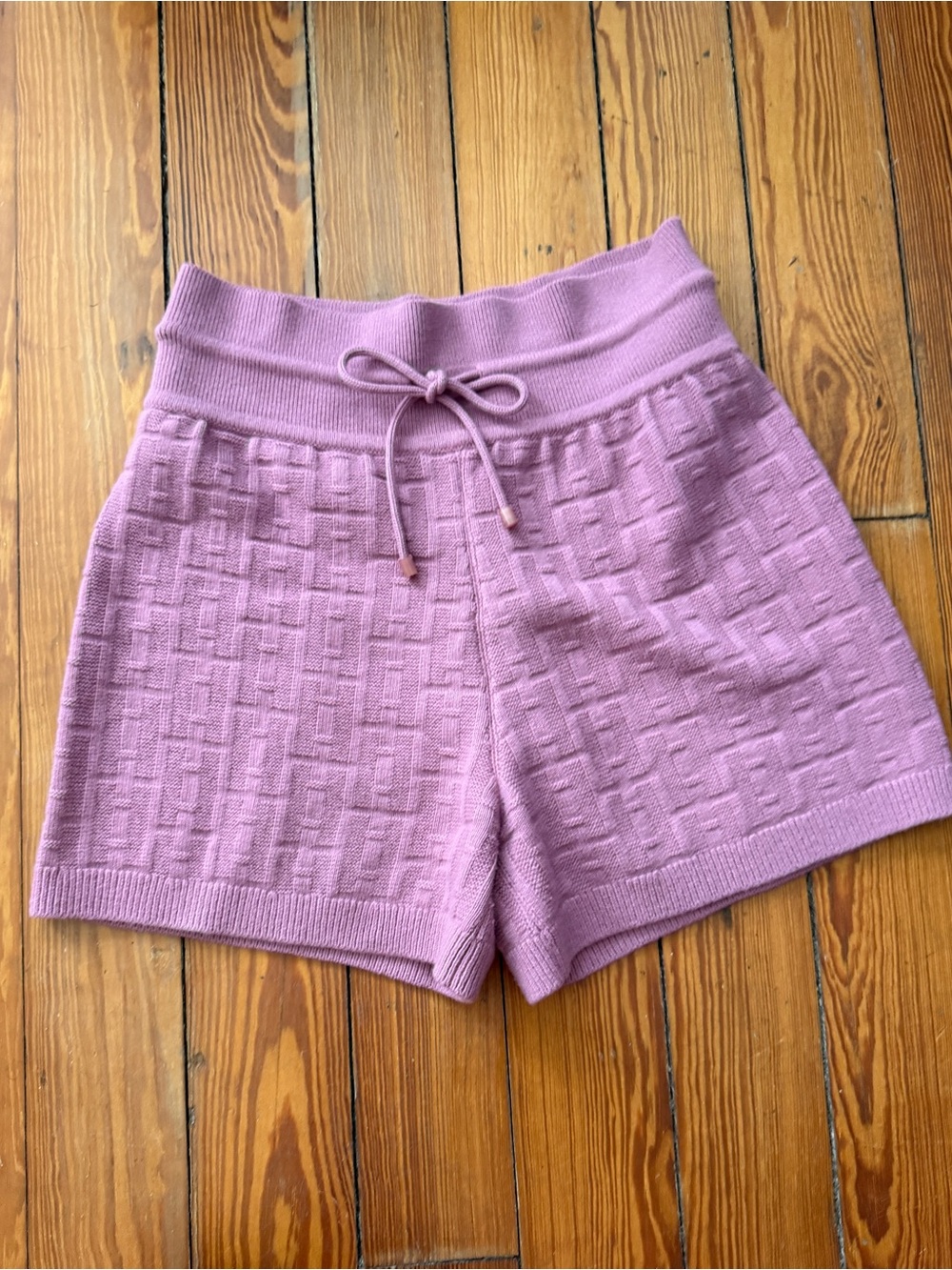 Hermes Women’s Wool Knit Drawstring Shorts Size 38 Pink Purple Mauve